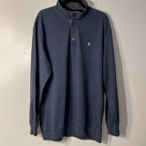 IZOD Saltwater XL Men’s 1/4 Button-up Pullover Sweatshirt in Blue.